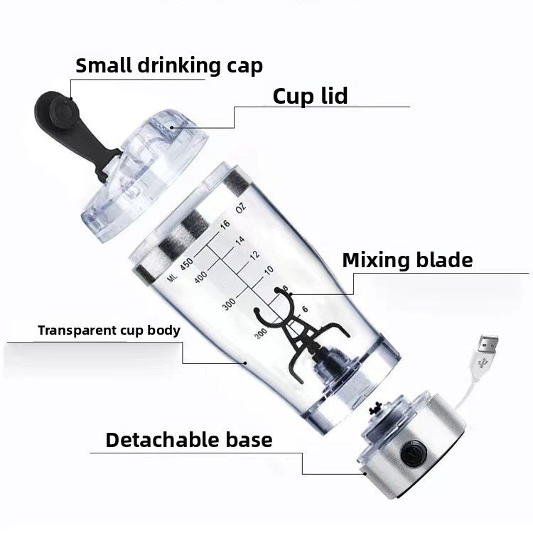 PeakFuel Electric Protein Shaker Cup – USB Rechargeable Mixing Bottle